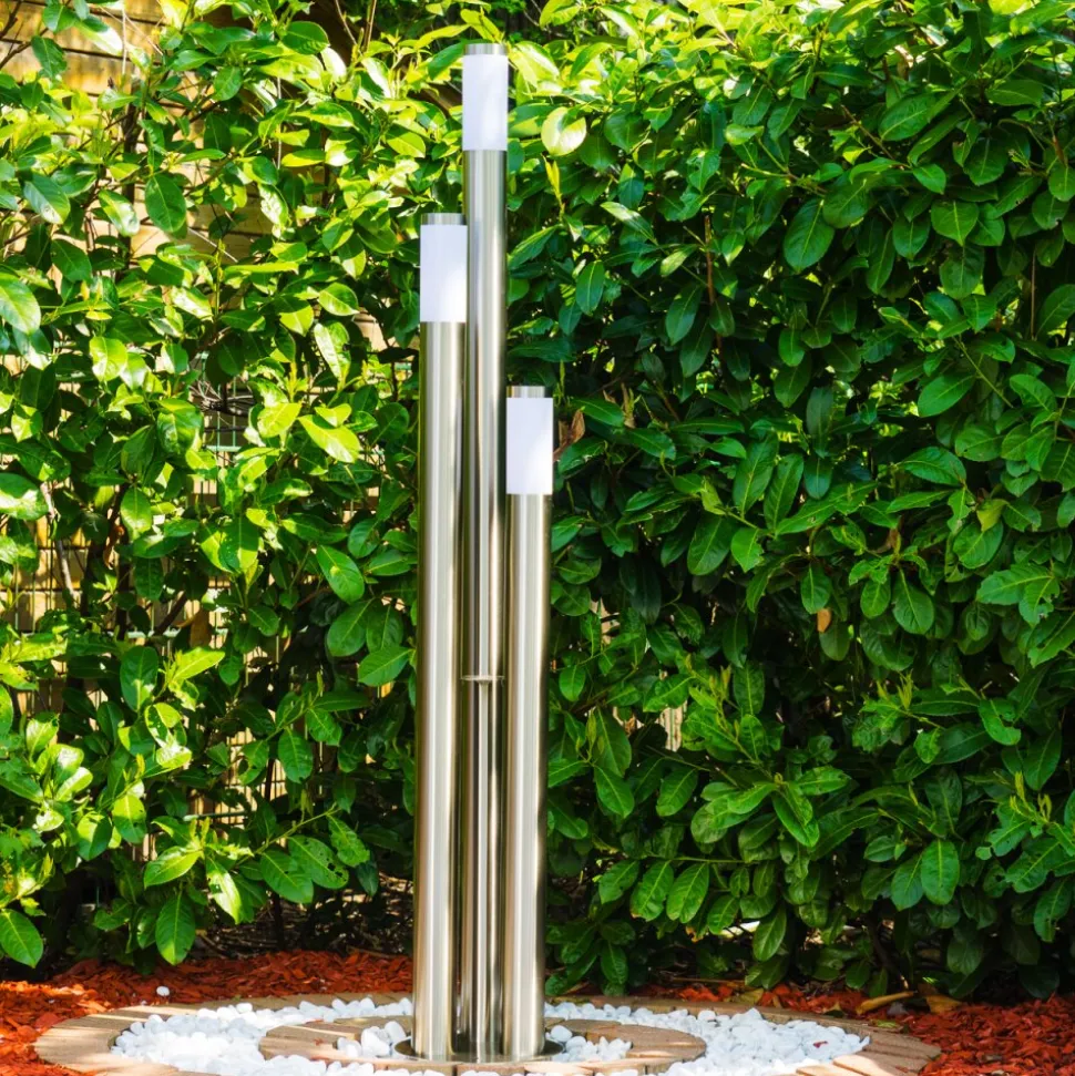 Borne Lumineuse Trones Acier Inoxydable, 3 Lumieres