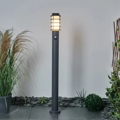 Borne Lumineuse Tunes Anthracite, 1 Lumiere, Detecteur De Mouvement