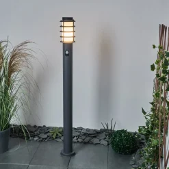 Borne Lumineuse Tunes Anthracite, 1 Lumiere, Detecteur De Mouvement