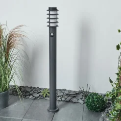 Borne Lumineuse Tunes Anthracite, 1 Lumiere, Detecteur De Mouvement