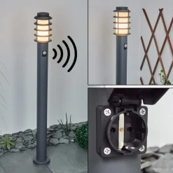 Borne Lumineuse Tunes Anthracite, 1 Lumiere, Detecteur De Mouvement