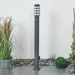 Borne Lumineuse Tunes Anthracite, 1 Lumiere, Detecteur De Mouvement