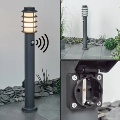 Borne Lumineuse Tunes Anthracite, 1 Lumiere, Detecteur De Mouvement