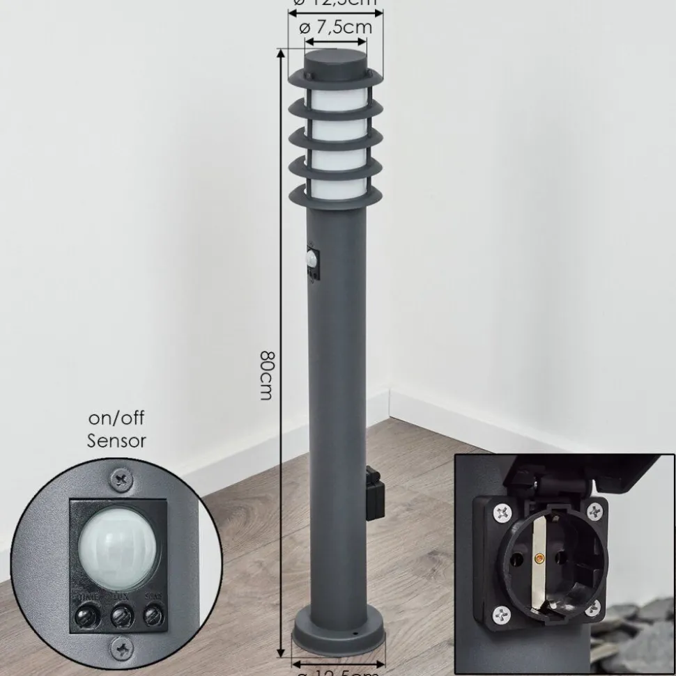 Borne Lumineuse Tunes Anthracite, 1 Lumiere, Detecteur De Mouvement