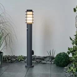Borne Lumineuse Tunes Anthracite, 1 Lumiere, Detecteur De Mouvement