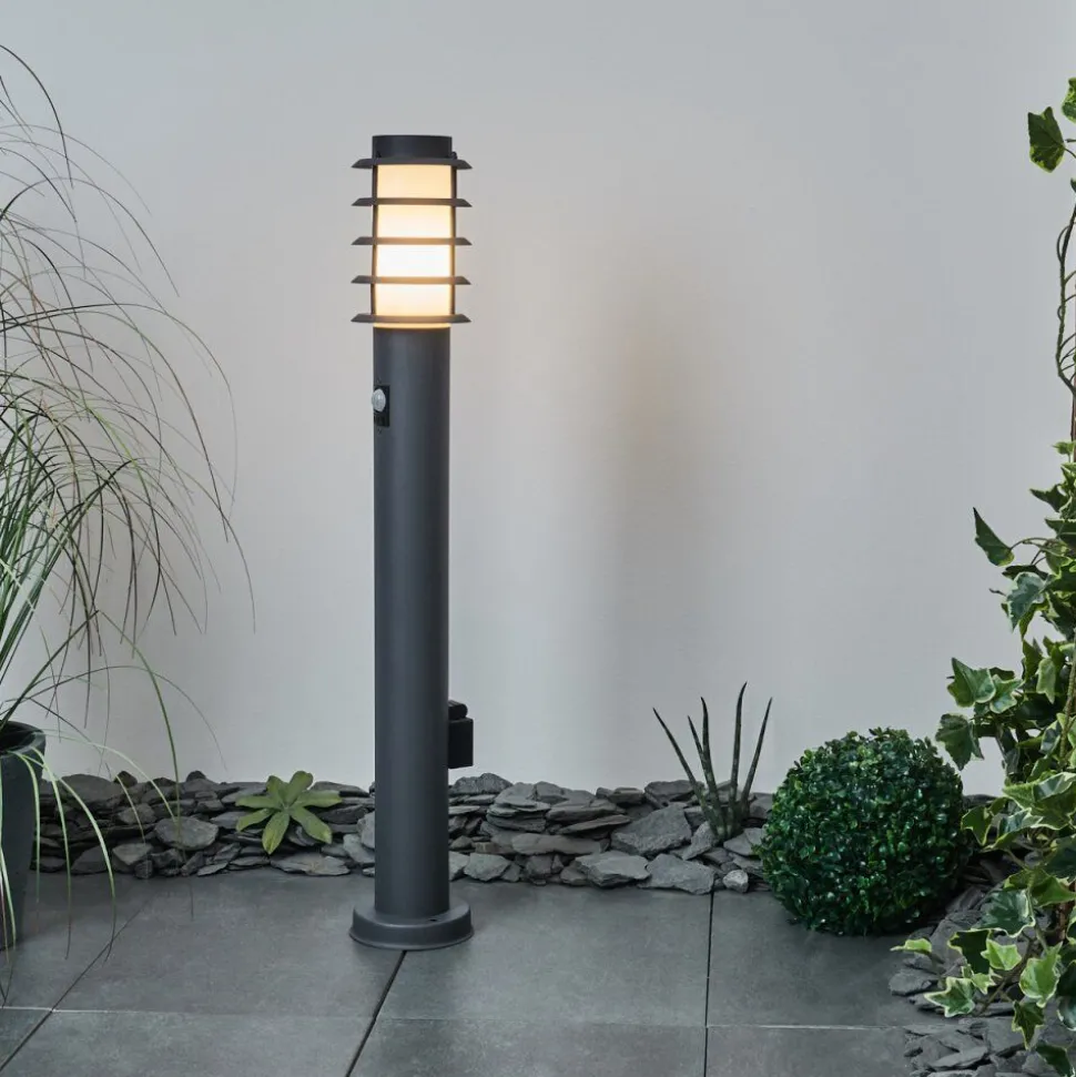 Borne Lumineuse Tunes Anthracite, 1 Lumiere, Detecteur De Mouvement