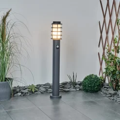 Borne Lumineuse Tunes Anthracite, 1 Lumiere, Detecteur De Mouvement