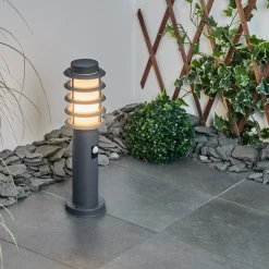 Borne Lumineuse Tunes Anthracite, 1 Lumiere, Detecteur De Mouvement