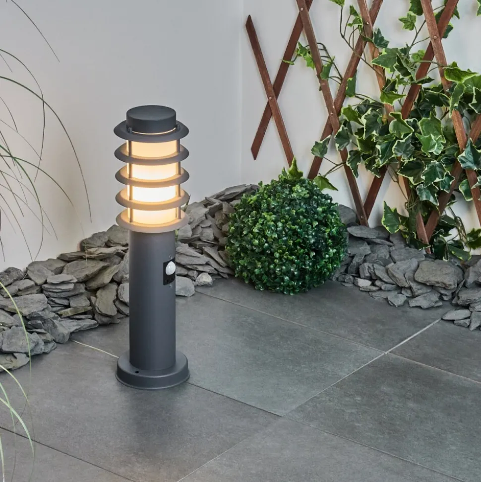 Borne Lumineuse Tunes Anthracite, 1 Lumiere, Detecteur De Mouvement