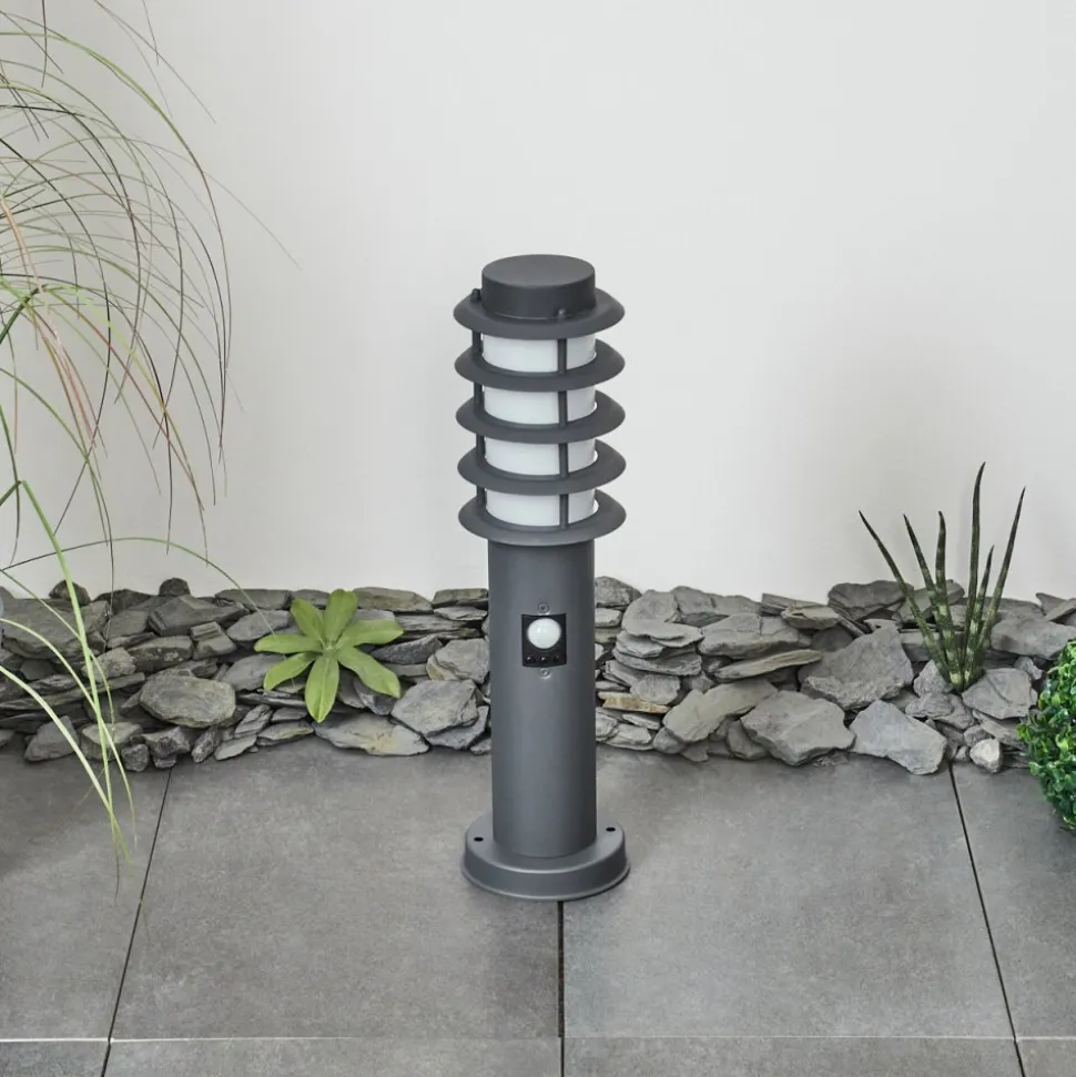 Borne Lumineuse Tunes Anthracite, 1 Lumiere, Detecteur De Mouvement