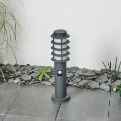 Borne Lumineuse Tunes Anthracite, 1 Lumiere, Detecteur De Mouvement