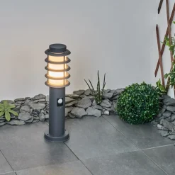 Borne Lumineuse Tunes Anthracite, 1 Lumiere, Detecteur De Mouvement