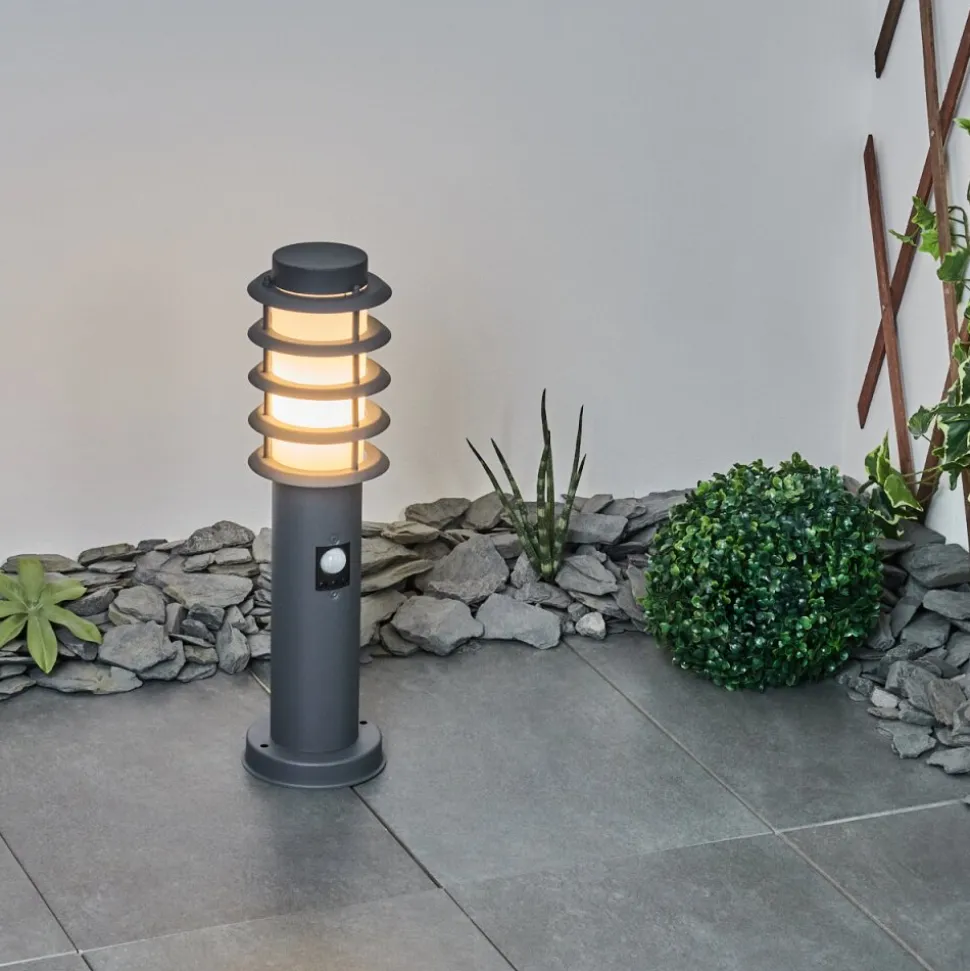 Borne Lumineuse Tunes Anthracite, 1 Lumiere, Detecteur De Mouvement
