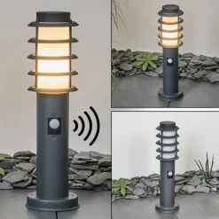 Borne Lumineuse Tunes Anthracite, 1 Lumiere, Detecteur De Mouvement