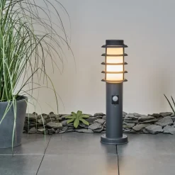 Borne Lumineuse Tunes Anthracite, 1 Lumiere, Detecteur De Mouvement
