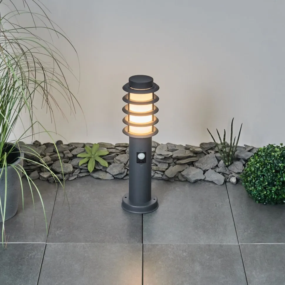 Borne Lumineuse Tunes Anthracite, 1 Lumiere, Detecteur De Mouvement