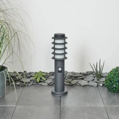 Borne Lumineuse Tunes Anthracite, 1 Lumiere, Detecteur De Mouvement