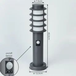 Borne Lumineuse Tunes Anthracite, 1 Lumiere, Detecteur De Mouvement