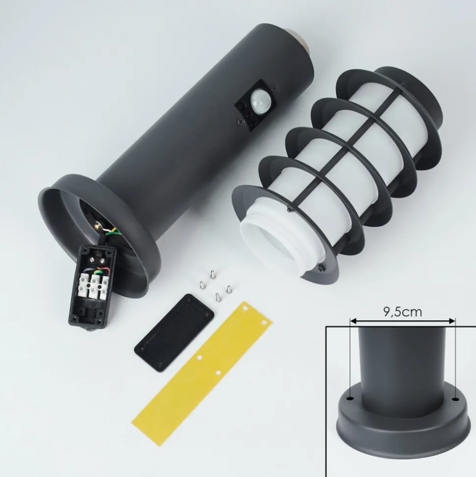 Borne Lumineuse Tunes Anthracite, 1 Lumiere, Detecteur De Mouvement