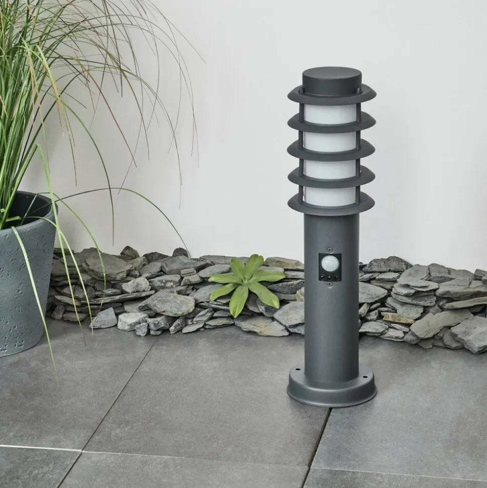 Borne Lumineuse Tunes Anthracite, 1 Lumiere, Detecteur De Mouvement