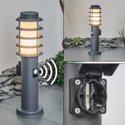 Borne Lumineuse Tunes Anthracite, 1 Lumiere, Detecteur De Mouvement