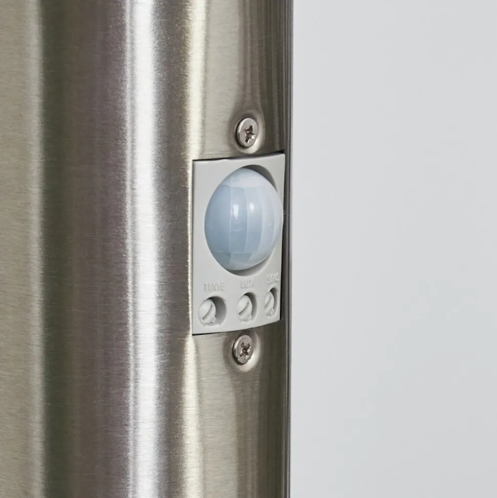 Borne Lumineuse Tunes Nickel Mat, 1 Lumiere, Detecteur De Mouvement