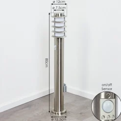Borne Lumineuse Tunes Nickel Mat, 1 Lumiere, Detecteur De Mouvement