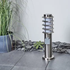 Borne Lumineuse Tunes Nickel Mat, 1 Lumiere