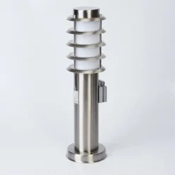 Borne Lumineuse Tunes Nickel Mat, 1 Lumiere, Detecteur De Mouvement