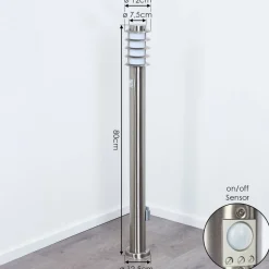 Borne Lumineuse Tunes Nickel Mat, 1 Lumiere, Detecteur De Mouvement