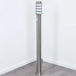 Borne Lumineuse Tunes Nickel Mat, 1 Lumiere, Detecteur De Mouvement