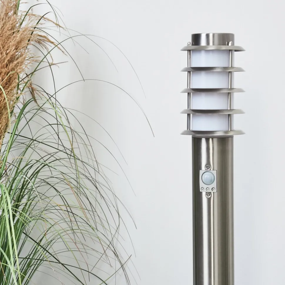 Borne Lumineuse Tunes Nickel Mat, 1 Lumiere, Detecteur De Mouvement