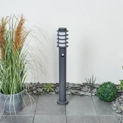 Borne Lumineuse Tunes Nickel Mat, 1 Lumiere, Detecteur De Mouvement