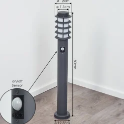Borne Lumineuse Tunes Nickel Mat, 1 Lumiere, Detecteur De Mouvement