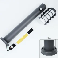 Borne Lumineuse Tunes Nickel Mat, 1 Lumiere, Detecteur De Mouvement
