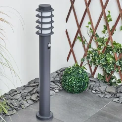 Borne Lumineuse Tunes Nickel Mat, 1 Lumiere, Detecteur De Mouvement