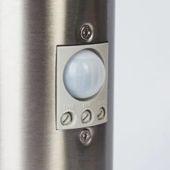 Borne Lumineuse Tunes Nickel Mat, 1 Lumiere, Detecteur De Mouvement