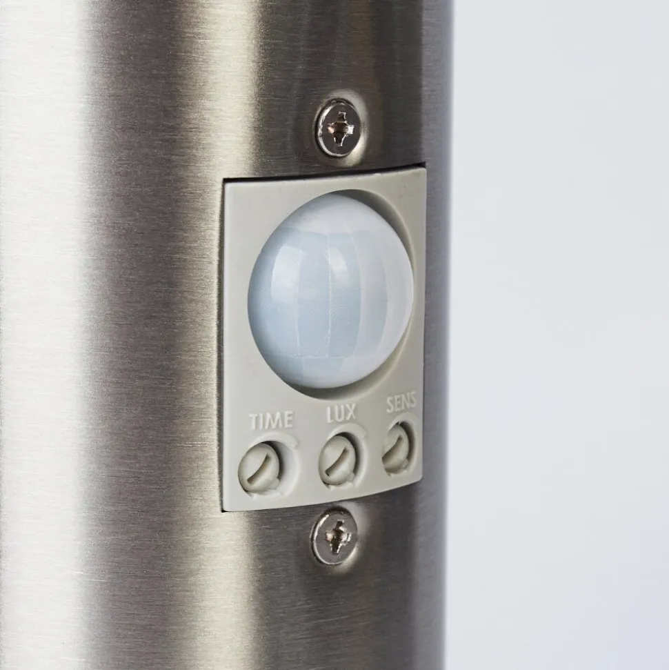 Borne Lumineuse Tunes Nickel Mat, 1 Lumiere, Detecteur De Mouvement