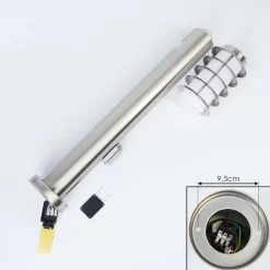 Borne Lumineuse Tunes Nickel Mat, 1 Lumiere, Detecteur De Mouvement