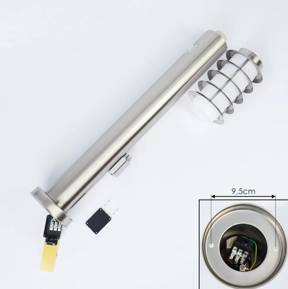 Borne Lumineuse Tunes Nickel Mat, 1 Lumiere, Detecteur De Mouvement
