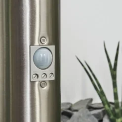 Borne Lumineuse Tunes Nickel Mat, 1 Lumiere, Detecteur De Mouvement