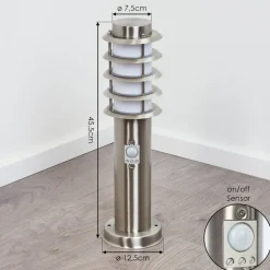 Borne Lumineuse Tunes Nickel Mat, 1 Lumiere, Detecteur De Mouvement