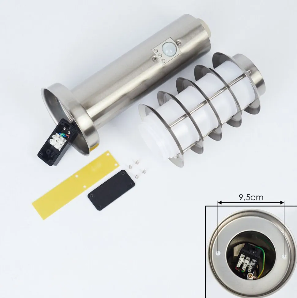 Borne Lumineuse Tunes Nickel Mat, 1 Lumiere, Detecteur De Mouvement