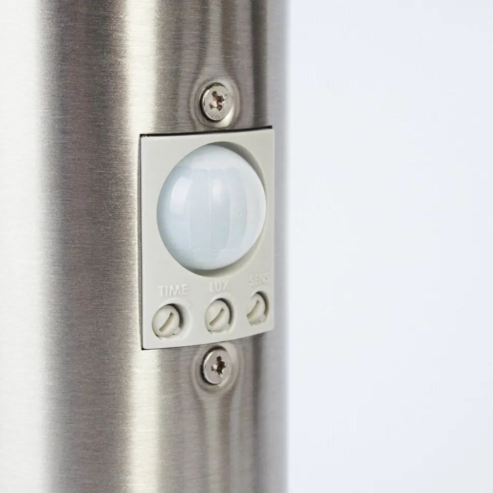 Borne Lumineuse Tunes Nickel Mat, 1 Lumiere, Detecteur De Mouvement