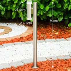Borne Lumineuse Vero Acier Inoxydable, 2 Lumieres