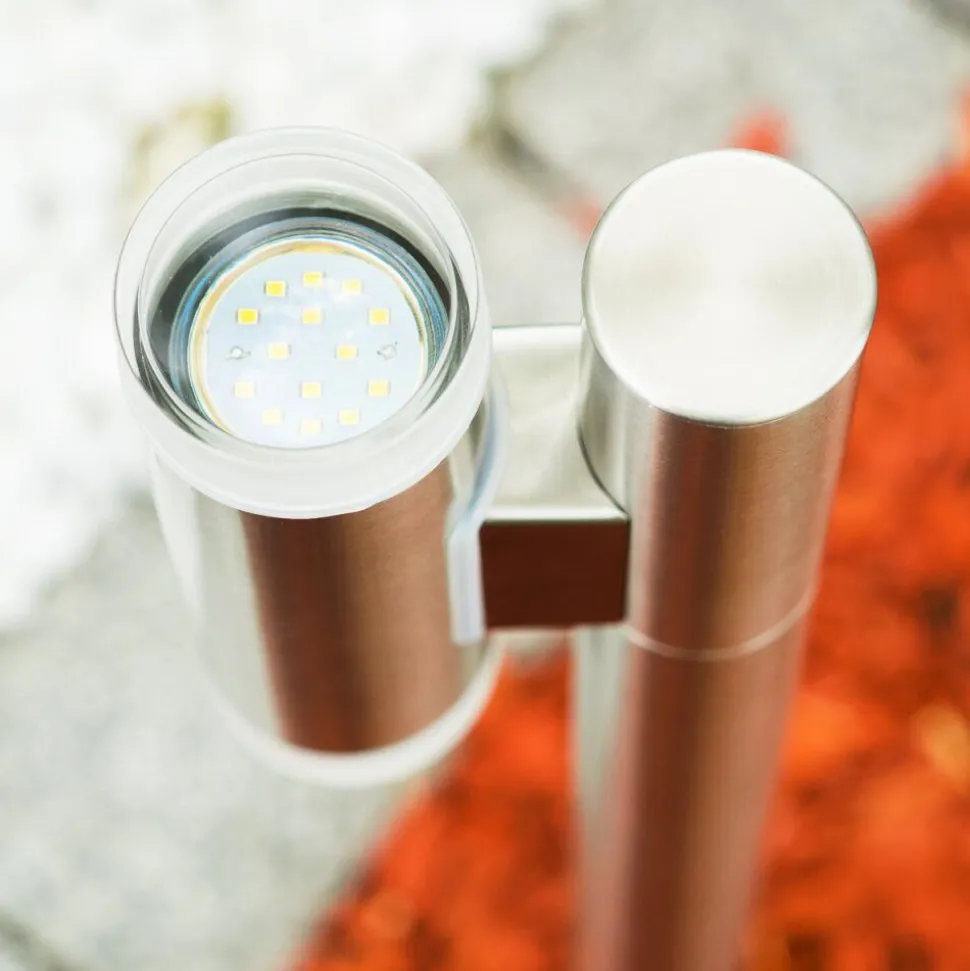 Borne Lumineuse Vero Acier Inoxydable, 2 Lumieres