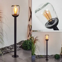 Borne Lumineuse Ystheim Noir, 1 Lumiere
