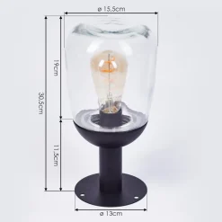 Borne Lumineuse Ystheim Noir, 1 Lumiere