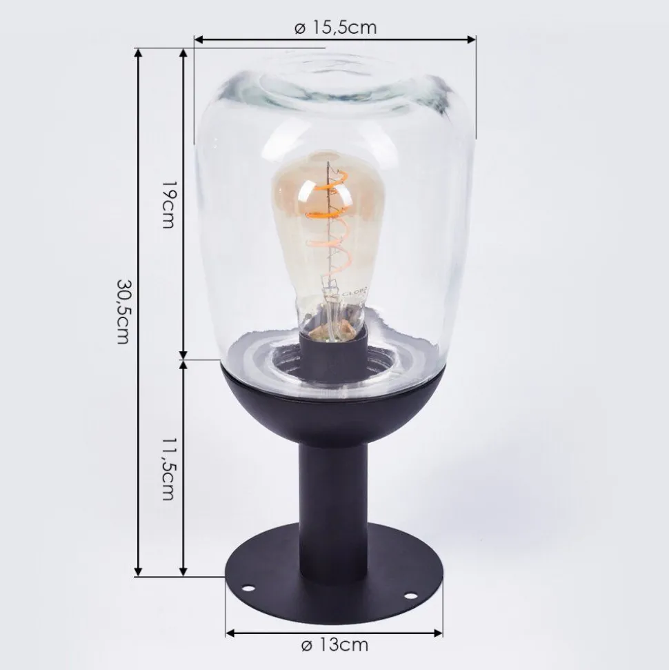 Borne Lumineuse Ystheim Noir, 1 Lumiere