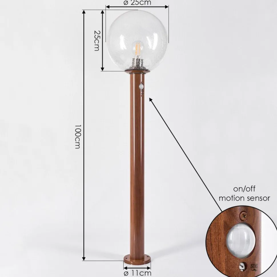 Borne Lumineusebubodefo Brun, Couleur Bois, 1 Lumiere, Detecteur De Mouvement
